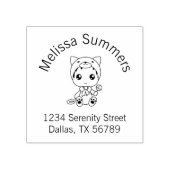 Baby White Cat Jumpsuit adres Rubberstempel (Afrduk)