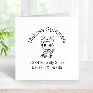 Baby White Cat Jumpsuit adres Rubberstempel