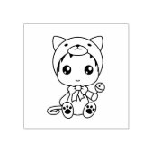 Baby White Cat Kitten Jumpsuit Costume Color Me Rubberstempel (Afrduk)