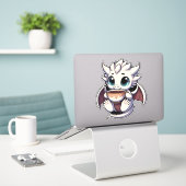 Baby White Dragon drink koffiethee Sticker (Laptop op bureau)