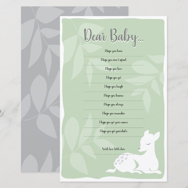 Baby White Garden Deer Beste Baby shower Game (Voorkant / Achterkant)