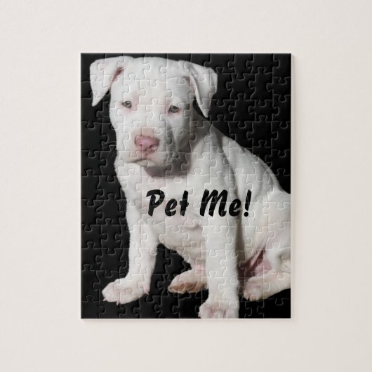 Baby White Pitbull Puppy Legpuzzel (Verticaal)