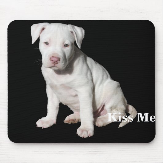 Baby White Pitbull Puppy Muismat (Voorkant)