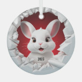 Baby White Rabbit Christmas Glas Ornament (Voorkant)