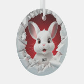 Baby White Rabbit Christmas Glas Ornament (Voorkant Rechts)