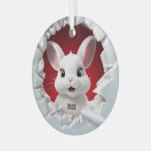 Baby White Rabbit Christmas Glas Ornament (Voorkant links)