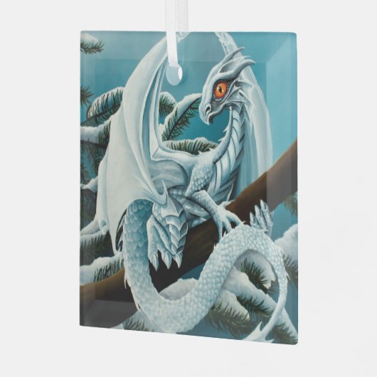 Baby White Winter Dragon Glas Ornament (Voorkant links)