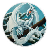 Baby White Winter Dragon Keramische Knop (Voorkant)
