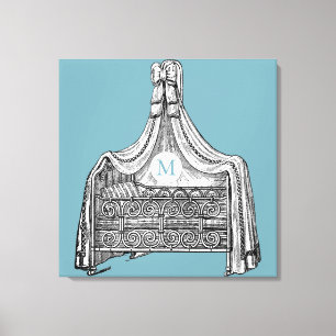 Baby Wieg 1 Monogram 24x24B Canvas Afdrukken