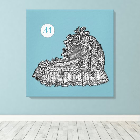 Baby Wieg 2 Monogram 24x24B Canvas Afdrukken (Insitu (Houten vloer))