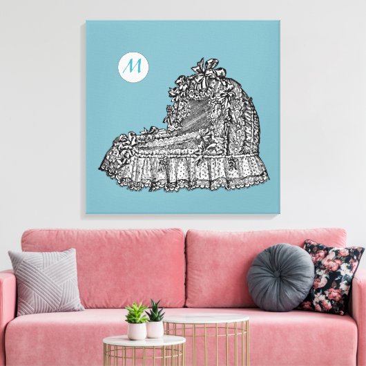 Baby Wieg 2 Monogram 24x24B Canvas Afdrukken (Insitu (Woonkamer))