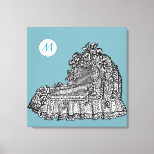  Baby Wieg 2 Monogram 24x24B Canvas Afdrukken
