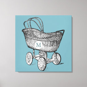  Baby Wieg 3 Monogram 24x24B Canvas Afdrukken