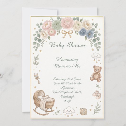 Baby wieg baby shower kaart (Voorkant)