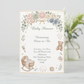 Baby wieg baby shower kaart (Staand voorkant)