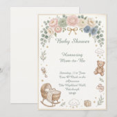 Baby wieg baby shower kaart (Voorkant / Achterkant)