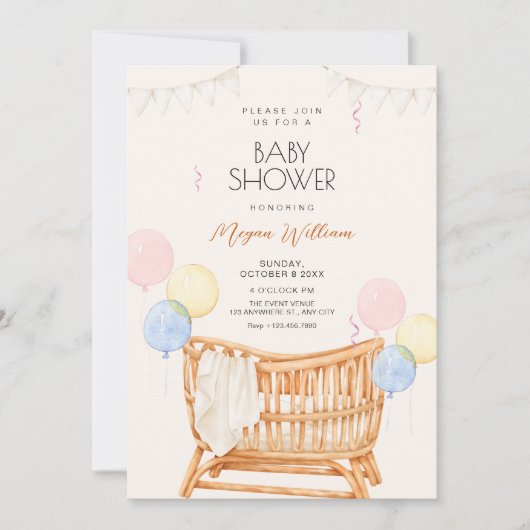 Baby wieg Baby shower Kaart (Voorkant)