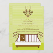 Baby Wieg Baby shower Uitnodiging afbeelding Neutr (Voorkant / Achterkant)