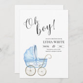 Baby Wieg Baby shower Uitnodiging, baby boy uitnod Kaart (Voorkant / Achterkant)