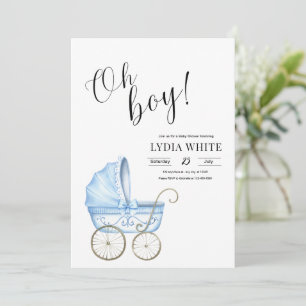 Baby Wieg Baby shower Uitnodiging, baby boy uitnod Kaart