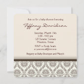 Baby Wieg Blauw Bruin Damask Baby Boy Shower Kaart (Achterkant)