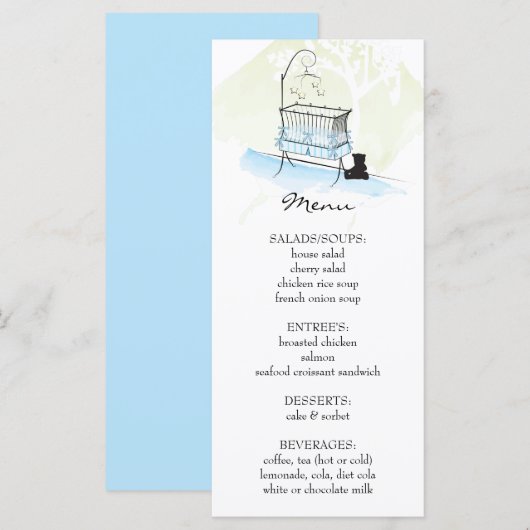 Baby Wieg  | Menu Baby shower (Voorkant / Achterkant)