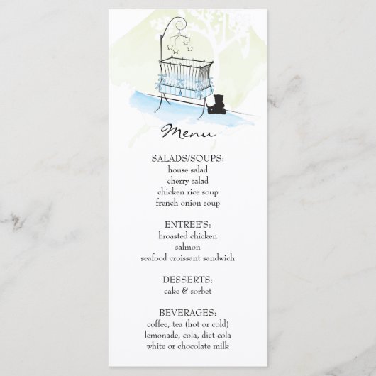 Baby Wieg | Menu Baby shower (Voorkant)