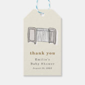 Baby Wieg Newborn Illustration Baby shower Cadeaulabel (Voorkant)