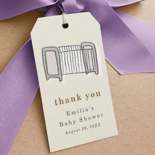 Baby Wieg Newborn Illustration Baby shower Cadeaulabel