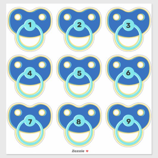 Baby wil Binky | Fun Baby shower Game Pacifier Sticker (Vel)