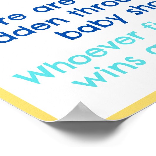 Baby wil binky Pacifier Hunt Game Baby shower Poster (Hoek)