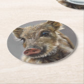 Baby Wild Boar Coaster Ronde Kartonnen Onderzetter (Gebogen)