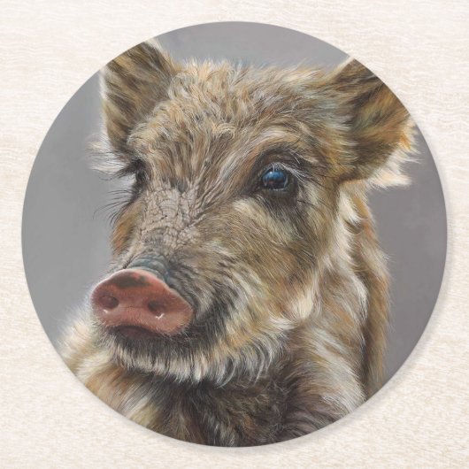 Baby Wild Boar Coaster Ronde Kartonnen Onderzetter (Voorkant)