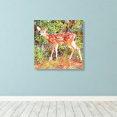 Baby Wild Deer Fawn Canvas Art Print (Insitu (Houten vloer))