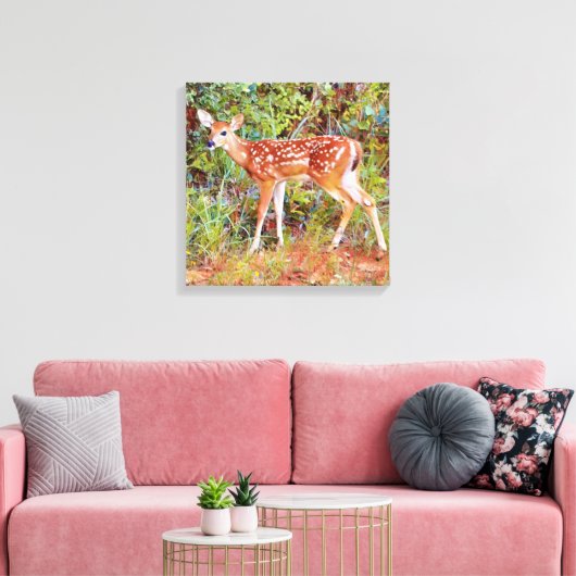 Baby Wild Deer Fawn Canvas Art Print (Insitu (Woonkamer))