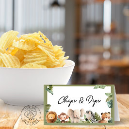 Baby wild dier tafel plaats kaart gevouwen plaatskaartje