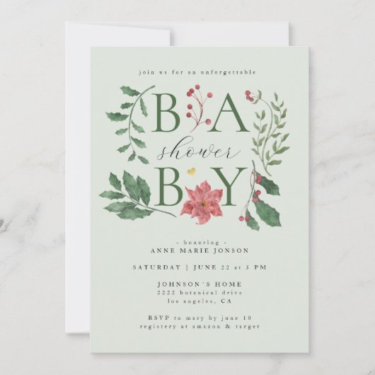 Baby Winter Blooms Classy Botanical Baby Shower Kaart (Voorkant)