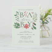 Baby Winter Blooms Classy Botanical Baby Shower Kaart (Staand voorkant)