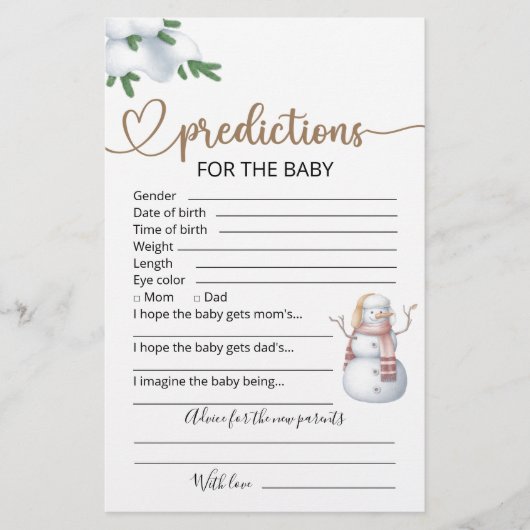 Baby | Winterspelen Baby shower (Voorkant)