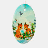 Baby + wintervogels - kerstsieraad keramisch ornament (Rechts)