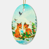 Baby + wintervogels - kerstsieraad keramisch ornament (Links)