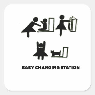 Baby wisselstation T-shirt Classic Round Stick Vierkante Sticker