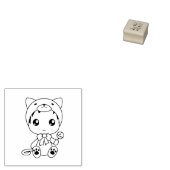 Baby Wit Kat Kitten Jumpsuit Kostuum 1x1 Rubberstempel (Gestempeld)
