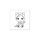 Baby Wit Kat Kitten Jumpsuit Kostuum 1x1 Rubberstempel (Afrduk)