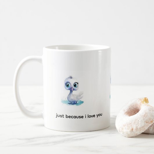 Baby Witte Eend gewoon omdat ik van je hou! Mok (Met donut)