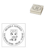 Baby witte kat overall rond adres rubberstempel (Gestempeld)