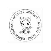 Baby witte kat overall rond adres rubberstempel (Afrduk)