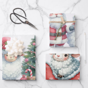 Baby Witte lammeren Kerst Kinderen Inpakpapier Vel