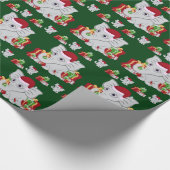 Baby-witte olifant in Santa Hat met Cadeaus Cadeaupapier (Hoek)