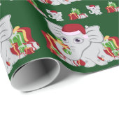Baby-witte olifant in Santa Hat met Cadeaus Cadeaupapier (Rol Hoek)